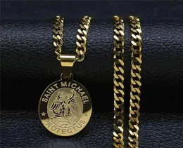 СВЯТОЙ МИХАИЛ ЗАЩИЩАЕТ США Архангел, ожерелье Chian из нержавеющей стали для мужчин и женщин, ожерелье золотого цвета, очаровательные ювелирные изделия joyas NXH87S05 H11251423295