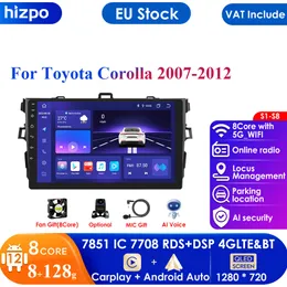 Lecteur multimédia d'autoradio automatique Android 8G 128G 2 Din pour Toyota Corolla E140/150 2007 - 2011 unité principale de Navigation GPS Carplay