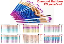 20 pçsset diamante pincéis de maquiagem conjuntos sombra cílios lábio escova rosto liquidificador pó corretivo compõem escovas kit tool5296736