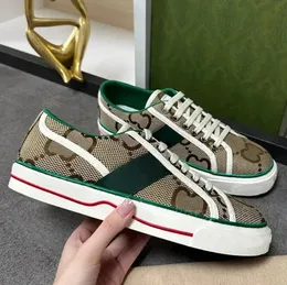 Tennis 1977 Casual Shoes Luxurys Designer Herren alle Schuh alle Italien Green oder Red Web Stripe Gummi Sole Stretch Cotton Low Top Men Sneakers 40-46