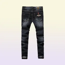 Highend Men039S Denim Jeans Feet Pants Slim Fit Autumn antured stress allmatch Embroidery Little Bee Teenagers Pencil 2111109133951