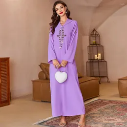 エスニック衣類Eid Mubarak Djellaba for Women Muslim Abaya Diamonds Long Maxi Dress Turkey Arab Party Evening Moroccan Jalabiya Caftan
