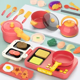 2023 الأطفال لعب منزل المطبخ محاكاة الصوت والطهي الحث الخفيف ألعاب الطبخ الطعام المصغر مجموعة هدايا للأطفال 231228