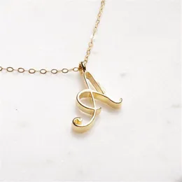 Tiny Swirl Initial Alphabet Letter Necklace All 26 English Gold A-T Cursive Luxury Monogram Name Letters Word Chain Necklaces for 248J