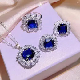 Pendants True 925 Sterling Silver 45cm Necklace Pure Sapphire Gemstone Jewelry Pendant Collares Mujer Naszyjnik