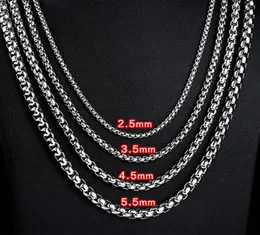 Colar de aço inoxidável 2,5 mm-5,5 mm Rolo Twist Chain Link para homens e mulheres 45 cm-75 cm de comprimento com bolsa de veludo 2370305