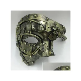 Maschere per feste Steampunk Phantom Masquerade Cosplay Medievale Maschera retrò Ball Mezza faccia Uomo Costume punk Puntelli di Halloween Gc2469 Drop Del Dh0Rw