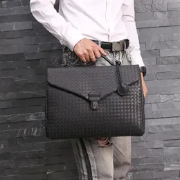 BROCKASER KAISILUDI LÄDER Vävd Mäns väska Handväska Business Men's Portfölj Vaxad Cohide Postman Bag Computer Shoulder Slant Span Bag