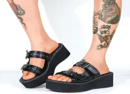 Marca dropship sapatos femininos plataforma preto gótico vampiro confortável para caminhar sola saltos sandálias chinelo verão outdoor4965893