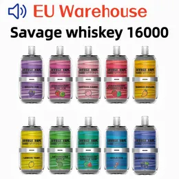 Autentyczny Savage Whisky 16000 Vapes Do dyspozycji magazyn Eu Vape w magazynie 26 ml 5% 650 mAh Cewka siatki 6 kolorów sok sok LGB smak Vaper desechable vs Puff 9000 12k 15k