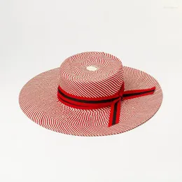 Береты X400, полосатый тканый бант, украшение с бумажной травой, плоский цилиндр, уличная пляжная солнцезащитная соломенная панама, кепки