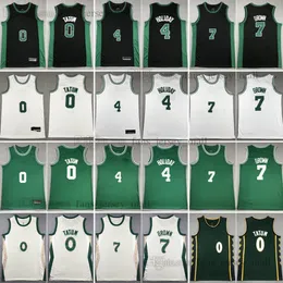 2023-24 Yeni Şehir Basketbol Formaları 0 Jayson 4 Jrue Tatum Tatil Jaylen 7 Kahverengi Yeşil Beyaz Dikişli Jersey Erkekler S-XXXL