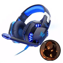 سماعات أذن كل سماعات رأس G2000 Gaming Computer Stereo Overear Deep Bass Game Earset سماعة رأس سماعة الرأس مع ضوء LED MIC للكمبيوتر الشخصي