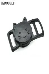 50PCSLOT 38QUOT10MMプラスチック製の湾曲したCathead Safty Breakaway Black Cat Collar Paracord Webbing Apparel Accessories9081861