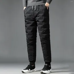 Calças masculinas inverno quente acolchoado homens grandes grossos soltos sweatpants sólidos térmicos calças compridas casual jogger esporte ao ar livre bottoms masculino