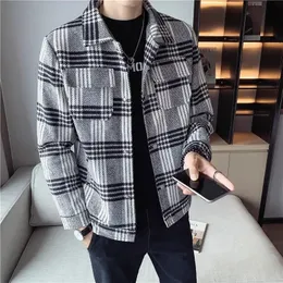 2022 Plaid jacket men's autumn and winter new Korean trend slim fit men's clown casual jacket 231229