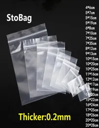 StoBag 100pcs Thick Transparent Zip Lock Plastic Bags Jewelry Food Gift Packaging Storage Bag Reclosable Poly Custom Print 2010216149134