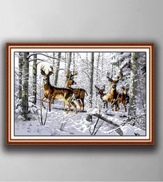 Antilopi nella neve Fatti a mano Punto croce Strumenti artigianali Ricamo Set cucito contati stampa su tela DMC 14CT 11CT3544830
