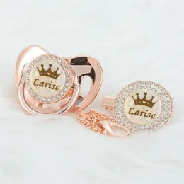 MIYOCAR Personalized rose red crown name bling pacifier and clip BPA free dummy unique design PCG 1 231228