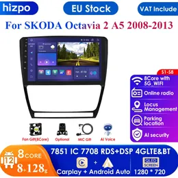 8G 128G AI Voice 2 Din Android Autoradio för Skoda Octavia A5 2008-2013 CAR RADIO MULTIMEDIA GPS NAVATION CARPLAY DVD 2DIN RDS