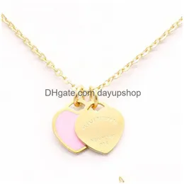 Pendant Necklaces Luxury Designer 10Mm Pink Heart Women Gold Chains Jewellery Stainless Steel Valentine Day Gifts Drop Delivery Jewe Dhgn3