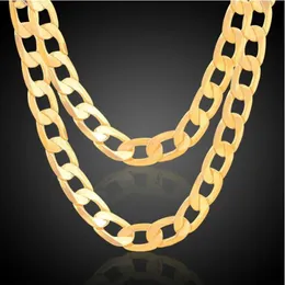 Men Women Hip Hop Punk 7MM 10MM 12MM 18K Real Gold Plated 1 1 Figaro Chain Necklaces Fashion Costume 24inch Long Necklaces Jewelry306T