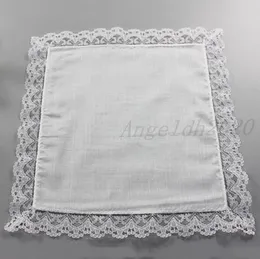 25cm White Lace Thin Handkerchief 100 Cotton Towel Woman Wedding Gift Party Decoration Cloth Napkin DIY Plain Blank Handkerchief3286026