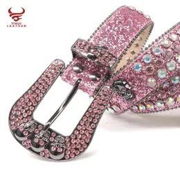 أحزمة أحزمة Rhinton Werton Women Colorful Sudded Skull Bling Fashion Pink Belt Simon62915943927116