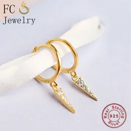 Hoop huggie fc jóias 925 prata ouro itália pizza zircônia brinco para mulheres piercing de orelha boucle doreille acessórios 2021 1288h