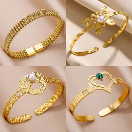 Pulseira de malha 14k ouro amarelo para mulheres cor dourada pulseiras pulseira feminina 2024 tendência vintage acessórios de joias presentes