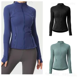 Define Lady Giacche da cappotto da esterno Giacca sportiva elasticizzata da yoga Manica lunga da jogging Abbigliamento sportivo Zip intera Abbigliamento sportivo da allenamento sottile Completo da donna sottile