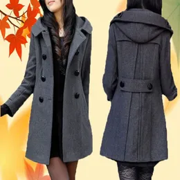 女性冬のジャケットロングプラスウールのスリミングとスリミングファーコートが厚くなった帽子と綿の断熱材231228