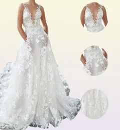 Backless 2022 Boho Wedding Dress 3D Appliced ​​Summer Beach Brudklänningar från axeln Tulle älskar spets utomhus dam äktenskap dr2722170