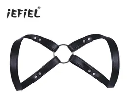 Iefiel Brand Fashion Sexy Men Lingerie Vaux Leather Leather Admable Body Chest Harness Costume with Press Buttons12159778