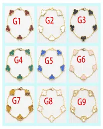 الفاخرة Clover 4 Flowers Designer Fashion Charm Bracelets for Girls Women 18k Gold Silver Black White Red Green Bracelet Wedd3036277