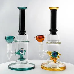 Кальяны Новые синие янтарные стекла Dab Rig Толстые пьянящие стеклянные бонги Кальяны Насадка для душа Perc Нефтяные вышки Курительные водяные бонги Трубы с 14 мм Женский Джо