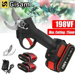 Gisam Cordless Electric Pruning Shears Laddningsbara batteris sax Mini Fruit Tree Branches Garden Power Tools 231228