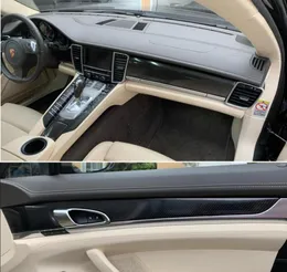 För Porsche Panamera 20102016 Interiörens centrala kontrollpaneldörrhandtag Kolfiberklistermärken Dekaler Bilstyling Accessorie3543104