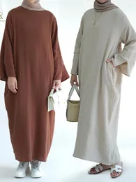 Etniska kläder eid muslimska abaya klänning för kvinnor delad hylsa blygsamma bönklänningar jalabiya marocko abayas kaftan islam vestidos arab länge