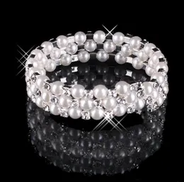 2020 Faux Pearl Crystal Bransoletka Bridal Jewelry Wedding Akcesoria Lady Prom Evening Partia Bridal Bracelets Women 2052892