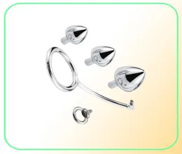 Anal Hook Butt Plugs Set 5st i en metall rostfritt stålkrokar Försena Dual Use Expansion Masturbation Lock Ring4477785