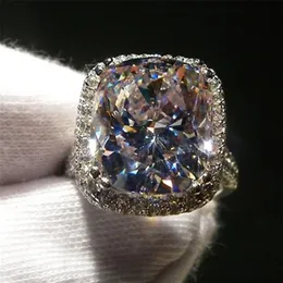 Bague de luxe en diamant 8 carats, bijoux en or blanc 14 carats, Moissanite Court, bagues de fiançailles pour femmes, accessoire de fête nuptiale LJ22490