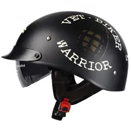 Мотоциклетные шлемы Черный винтажный шлем с открытым лицом Половина ретро Moto Casco Capacete Dot Appd Motociclistas Женщины Прямая доставка Автомобиль Dhomw
