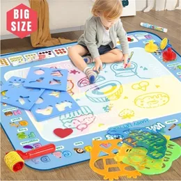 100x80cm Magic Water Drawing Mat Coloring Doodle med återanvändbara pennor Montessori Målningskort Utbildning Toys Kids Gifts 231228