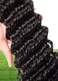 Indiskt mänskligt hår 4 buntar Deep Wave Curly 8-28 tum hårförlängningar 4 stycken/parti dubbel wefts grossist yiruhair8353638