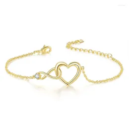 Pulseras de encanto S925 Plateado Zircon Cross Heart Pulsera Brazalete para mujeres Elegante Fiesta Joyería Regalo Pulseras E1020