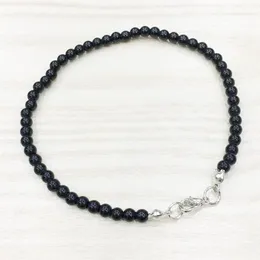 MG0138 Ganzes schwarzes Onyx-Fußkettchen Handgefertigte Naturstein-Mala-Perlen-Fußkettchen 4 mm Mini-Edelsteinschmuck2221