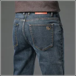 Primavera outono inverno roupas jovens dos homens magros jeans retos simples moda ajuste algodão estiramento nostálgico denim 2312129