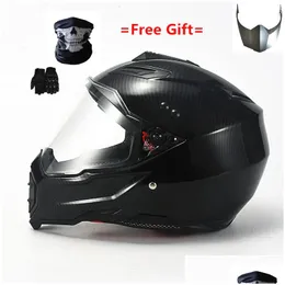 Motosiklet kaskları Mate Siyah Dual Sport Off Road Kask Kir Bisiklet ATV D.O.T Sertifikalı M Blue Fl Yüz Casco Moto Sport1 Drop Deliv Dhaze