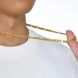 Figaro-Kette für Männer, 14 Karat Weißgold, klassische Punk-Hip-Hop-Gliederkette für coole Jungen, Schmuck, Accessoires, Geschenk